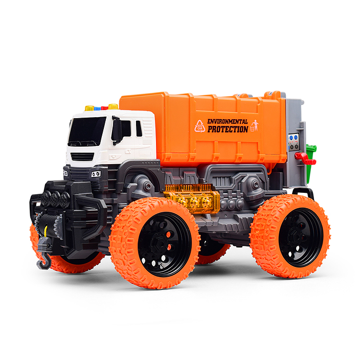 Машина JS108BS "Мусоровоз Мега Сити" 1:16 (свет, звук) в коробке (оранжевый)