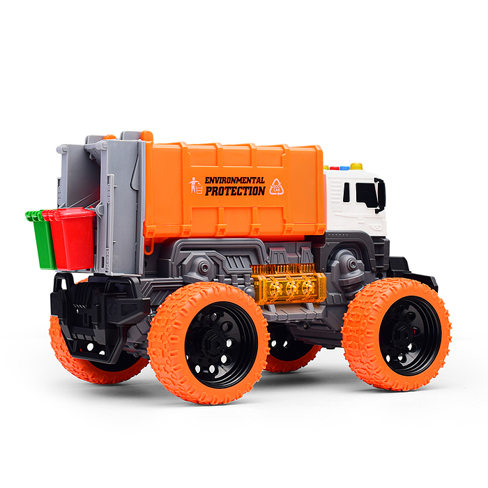 Машина JS108BS "Мусоровоз Мега Сити" 1:16 (свет, звук) в коробке (оранжевый)