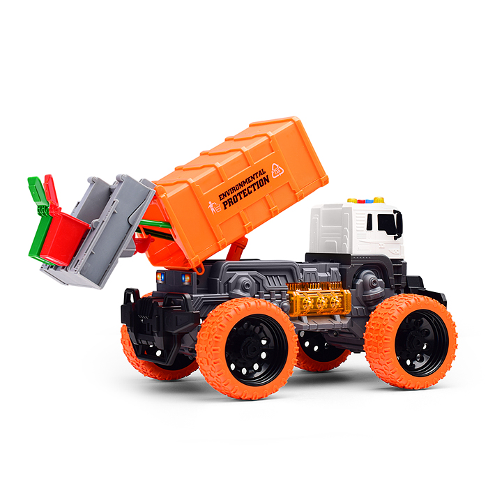 Машина JS108BS "Мусоровоз Мега Сити" 1:16 (свет, звук) в коробке (оранжевый)