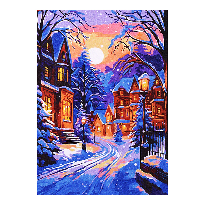 Фото к товару Картина по номерам на картоне 20*28,5 см "Зимняя улица" Картина по номерам на картоне 20*28,5 см "Зимняя улица"