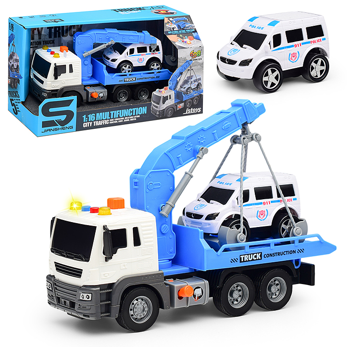 Машина JS106A "Полицейский эвакуатор" 1:16 (свет, звук) в коробке