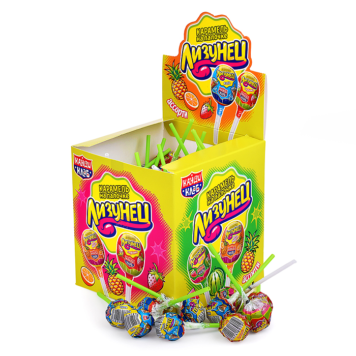 Карамель на палочке "Лизунец" ассорти 10г*100шт