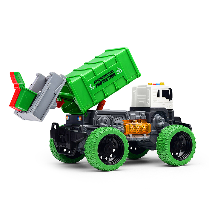 Машина JS108S "Мусоровоз Мега Сити" 1:16 (свет, звук) в коробке (зеленый)
