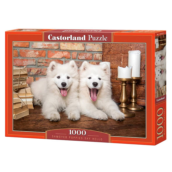 Пазлы 1000 "Щенки самоеда"