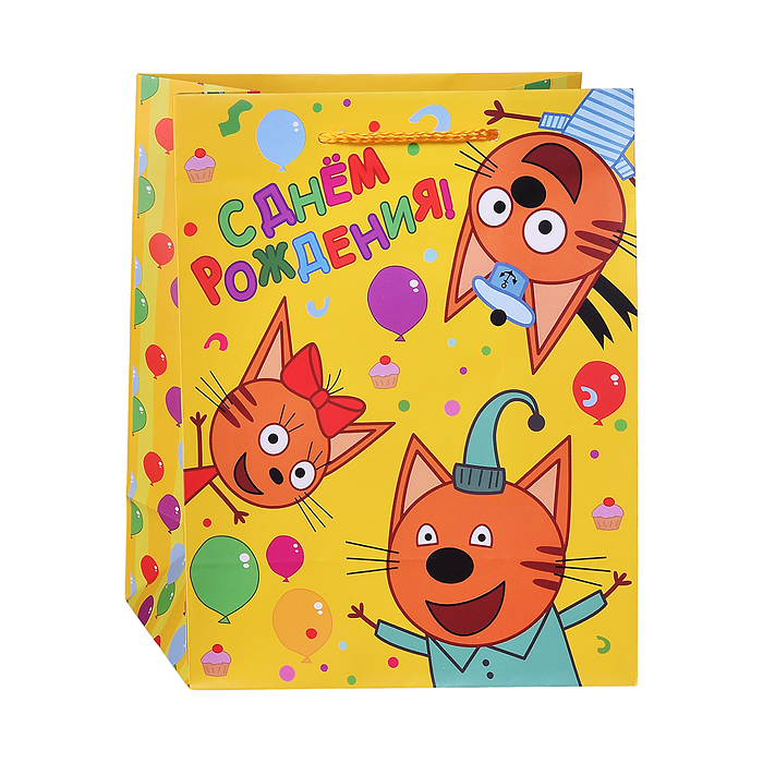 Фото к товару Пакет подарочный "Три Кота" матовый Пакет подарочный "Три Кота" матовый