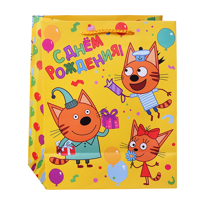 Фото к товару Пакет подарочный "Три Кота" матовый Пакет подарочный "Три Кота" матовый