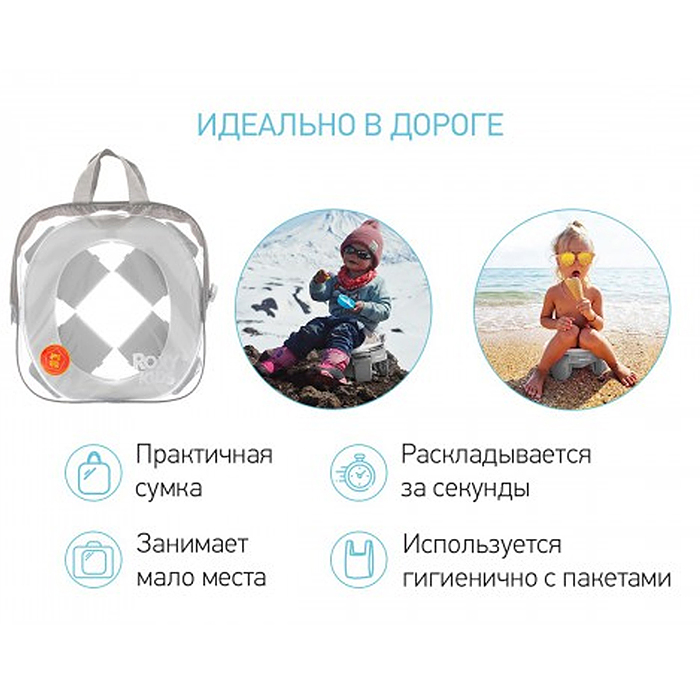 Горшок дорожный HandyPotty 3 в 1 серый и вкладка серая