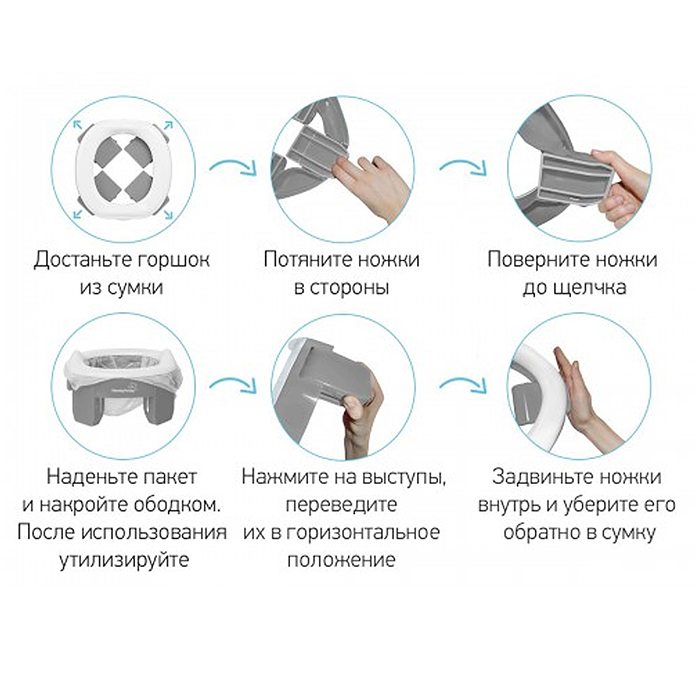Горшок дорожный HandyPotty 3 в 1 серый и вкладка серая