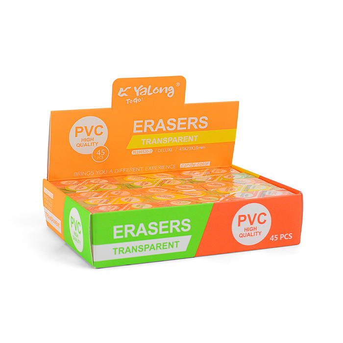 Ластик "Candy color" синтетический каучук, прямоугольный, ПВХ, цвет ассорти, 44х20х10мм