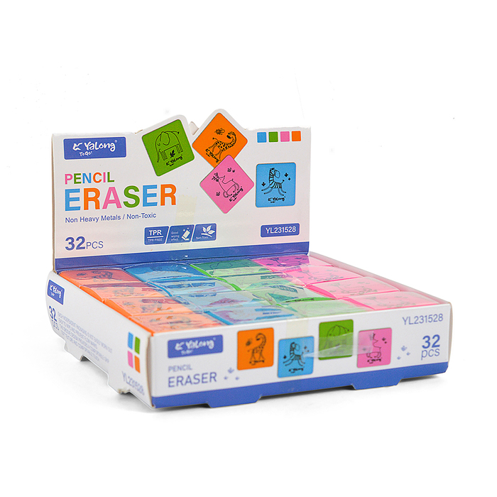 Ластик "Зоопарк" синтетический каучук, квадратный, цвет ассорти, 30*30*10 мм