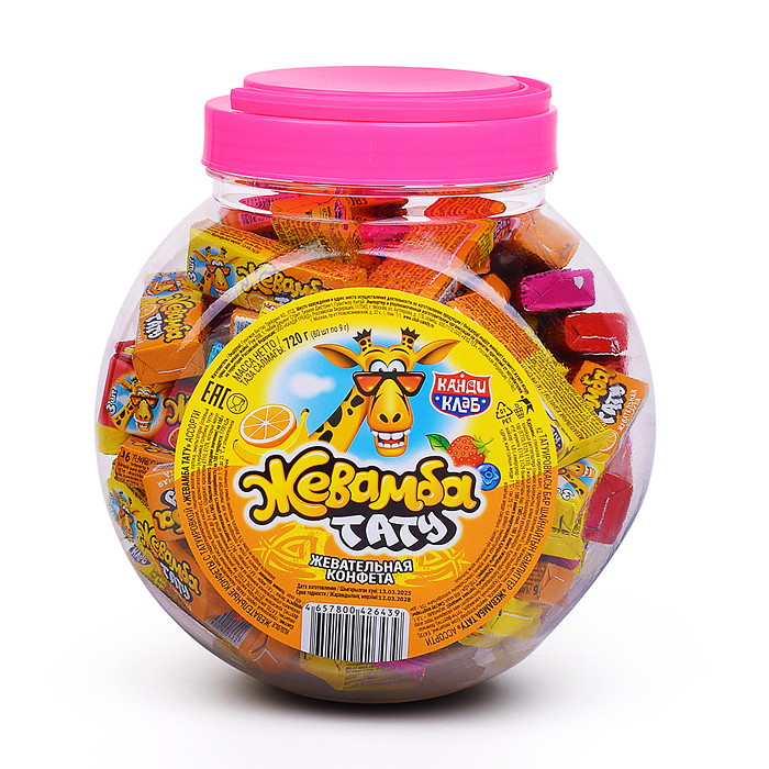 Жевательные конфеты с татуировкой "Жевамба Тату" ассорти 9гр*80шт