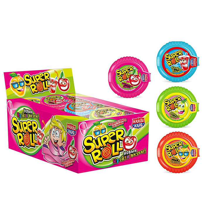 Жевательная резинка SUPER ROLL ассорти 10гр*24шт