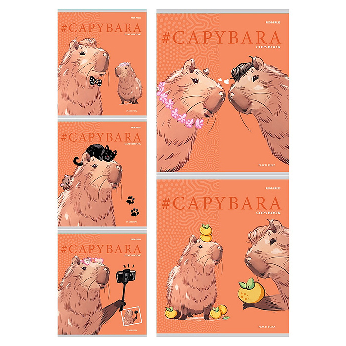 Тетрадь 48л. клетка "Капибара краш" цветная мелованная обложка