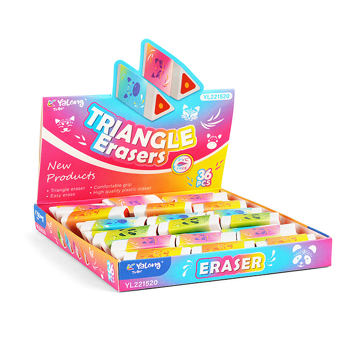 Ластик "Маски животных" синтетический каучук, трехгранный. цвет ассорти, 50*20*20 мм