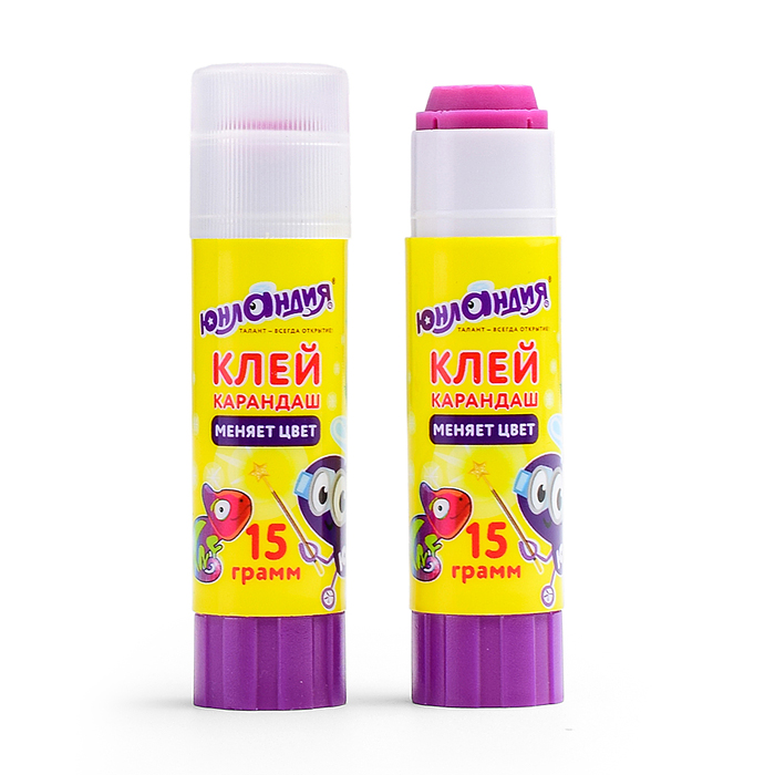 Фото к товару Клей-карандаш цветной "Юнландик и хамелеон", 15 г, обесцвечивающийся после высыхания Клей-карандаш цветной "Юнландик и хамелеон", 15 г, обесцвечивающийся после высыхания
