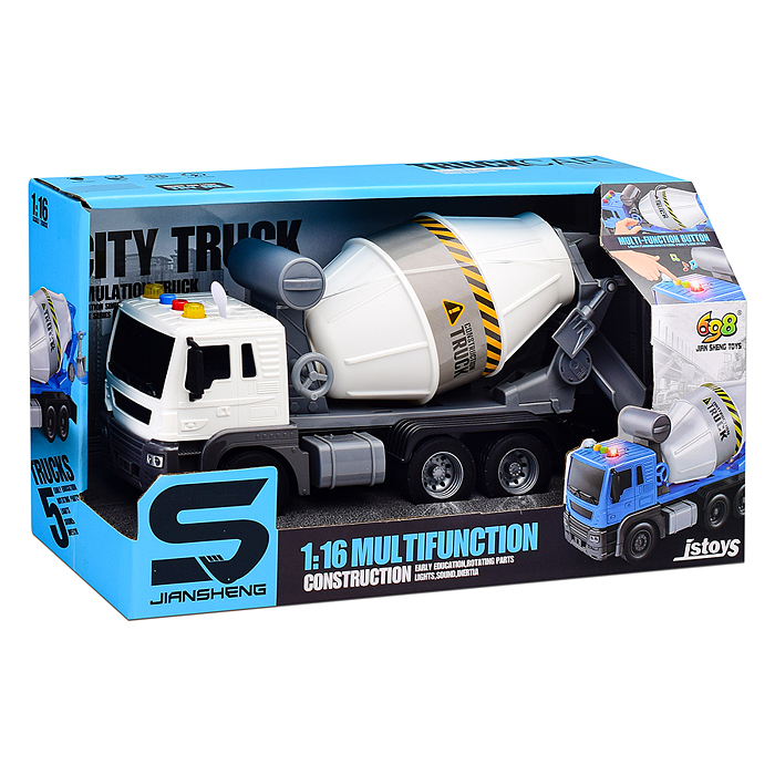 Машина JS102B "Бетономешалка" 1:16 (свет, звук) в коробке
