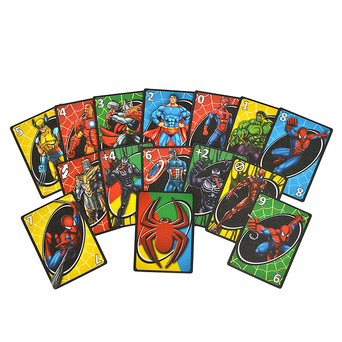 Фото к товару Карточная игра "Супергерои" UNO минута 92х130х22 мм. Карточная игра "Супергерои" UNO минута 92х130х22 мм.