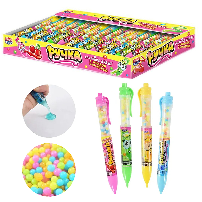 Сахарное драже с жидкой карамелью "Ручка" ассорти 8г*30шт