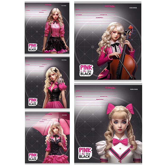 Тетрадь 12л. линия "PINK&BLACK" Тетрадь 12л. линия "PINK&BLACK"