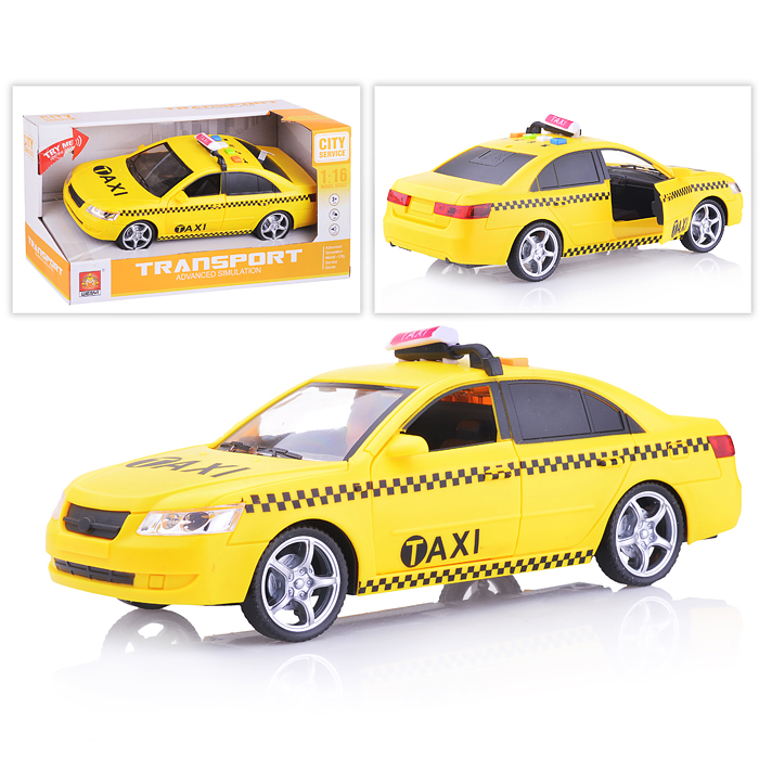Машина WY560C "Такси" 1:16 (свет, звук) на батарейках, в коробке 