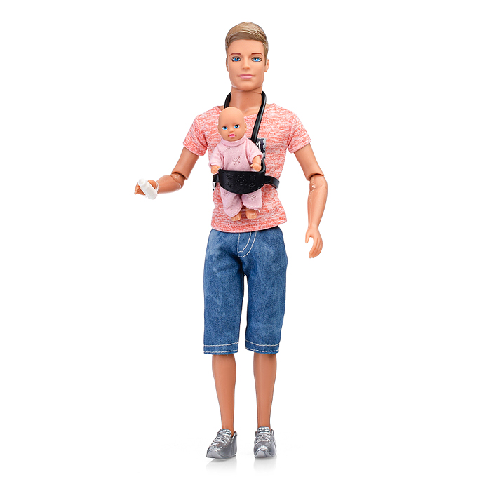 Кукла 8369 "Молодой папа" с малышом и аксессуарами, в коробке