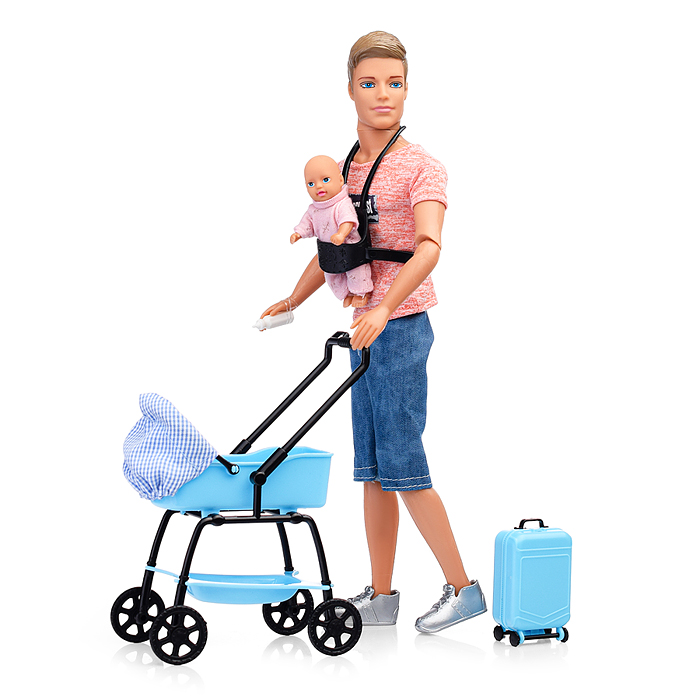 Кукла 8369 "Молодой папа" с малышом и аксессуарами, в коробке