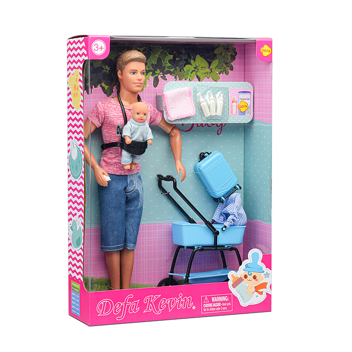 Кукла 8369 "Молодой папа" с малышом и аксессуарами, в коробке