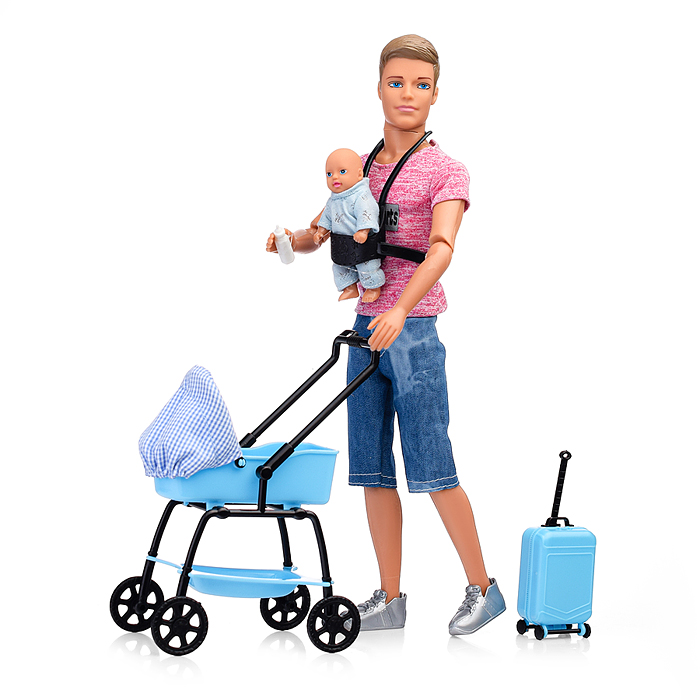 Кукла 8369 "Молодой папа" с малышом и аксессуарами, в коробке