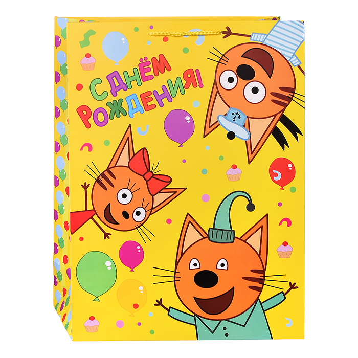 Фото к товару Пакет подарочный матовый "Три Кота" xl, 33,5*45*15 см. Пакет подарочный матовый "Три Кота" xl, 33,5*45*15 см.