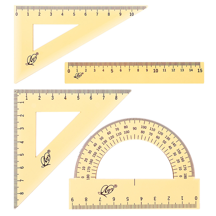 Набор геометрический малый прозрачный, оранжевый, 4 предмета