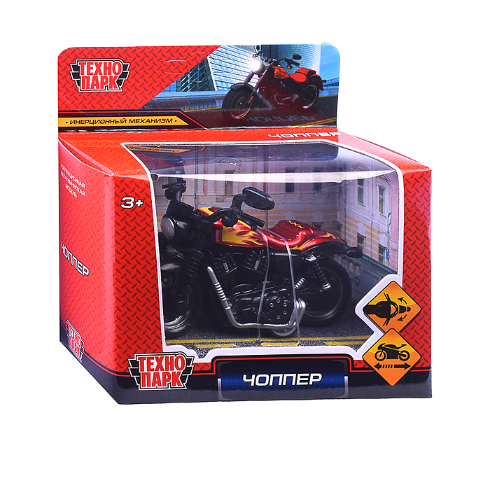 Фото к товару Модель металл Чоппер 9 см, (руль) инерц., ассорт цвет. Модель металл Чоппер 9 см, (руль) инерц., ассорт цвет.