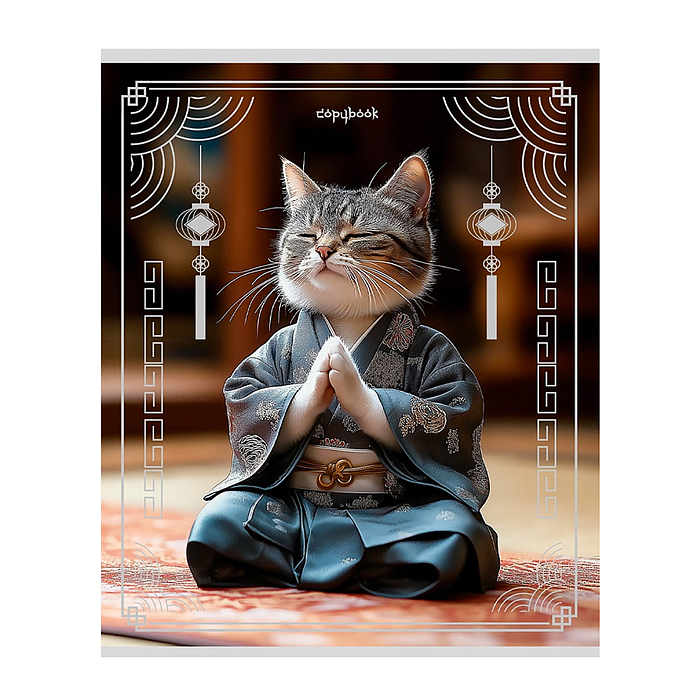 Фото к товару Тетрадь 48л. клетка "Азиатские котики" 5 диз в сп,серебро, 5+0, лён Тетрадь 48л. клетка "Азиатские котики" 5 диз в сп,серебро, 5+0, лён