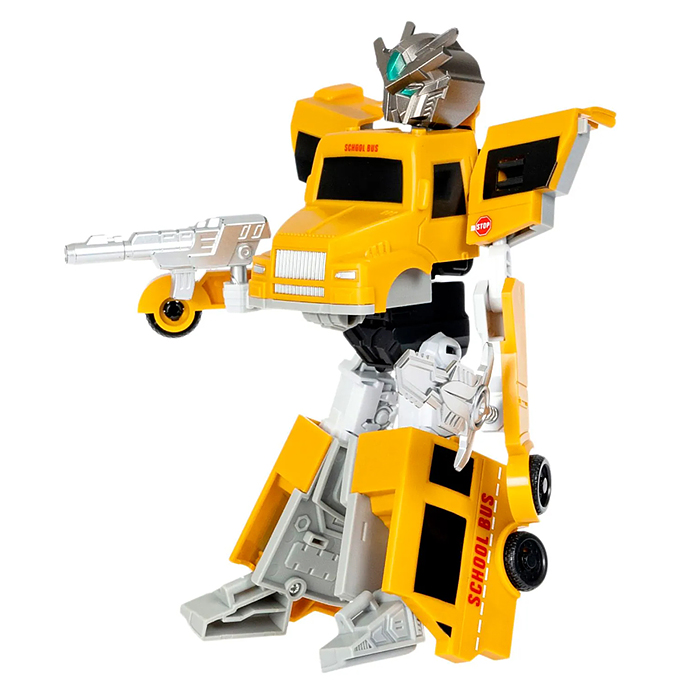 Трансформер 2в1 "Робот-автобус" цвет жёлтый, BOX 21,8х17,5х9,7см