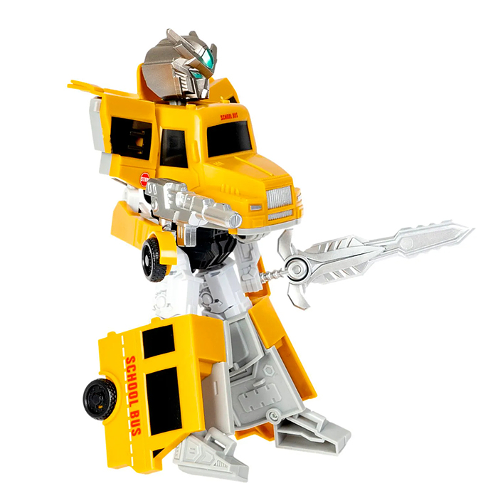 Трансформер 2в1 "Робот-автобус" цвет жёлтый, BOX 21,8х17,5х9,7см