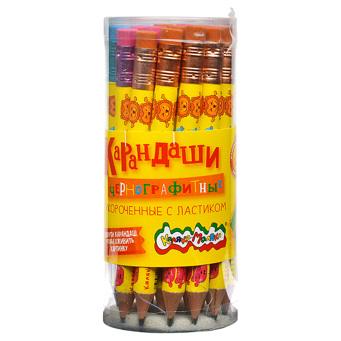 Карандаш чернографитный корпус дерев. "Джамбо. Мультики" НВ с ластиком заточенный круглый