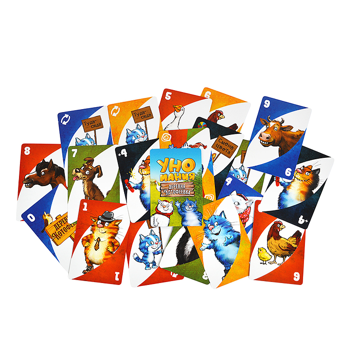 Фото к товару Игра карточная "Уномания. Деревня Котофеевка" Игра карточная "Уномания. Деревня Котофеевка"