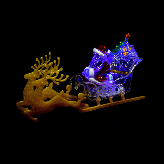 Елочка светящаяся S1678 в санях у Санты, в коробке