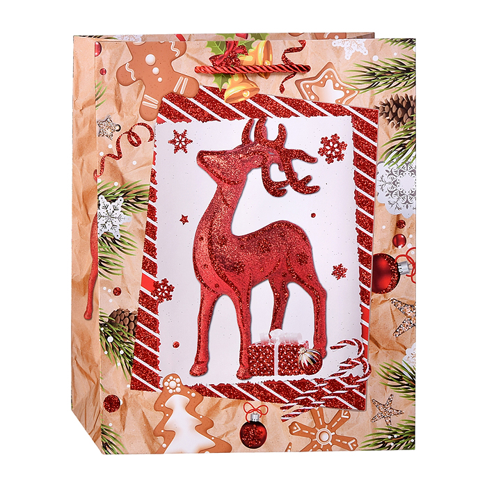 Фото к товару Пакет подарочный 00-6879 "Новогодний стиль" 26*32*12 см. Пакет подарочный 00-6879 "Новогодний стиль" 26*32*12 см.