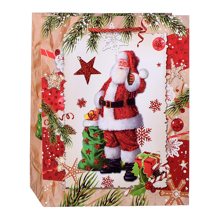 Фото к товару Пакет подарочный 00-6879 "Новогодний стиль" 26*32*12 см. Пакет подарочный 00-6879 "Новогодний стиль" 26*32*12 см.