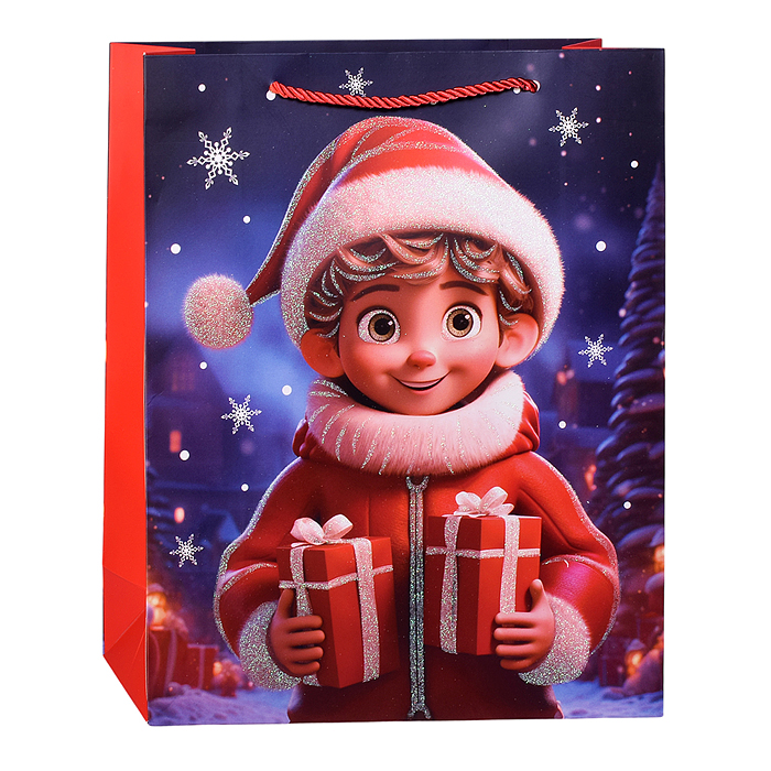 Пакет подарочный 00-6902 "Счастливый праздник" 26*10*32 см.