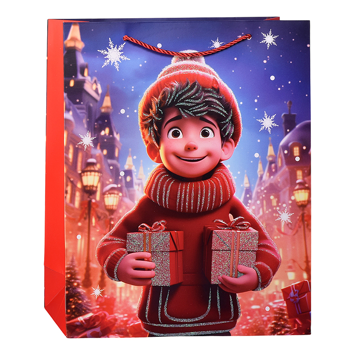 Пакет подарочный 00-6902 "Счастливый праздник" 26*10*32 см.