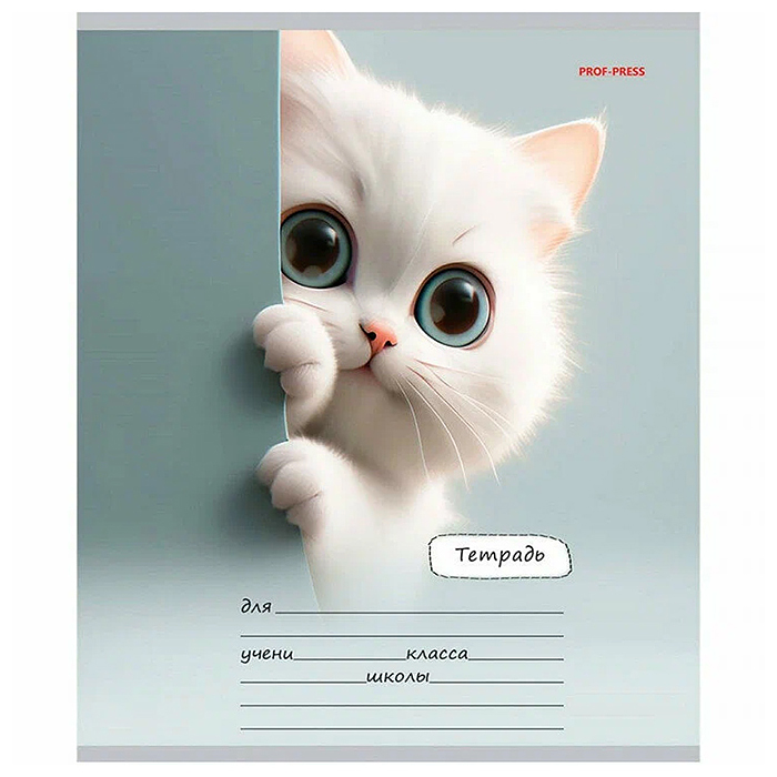 Тетрадь 18л. линия "Милый взгляд котенка" цвет.мелов.обл.,5 дизайнов в спайке