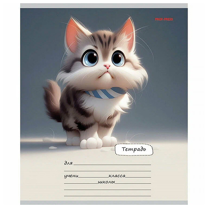 Тетрадь 18л. линия "Милый взгляд котенка" цвет.мелов.обл.,5 дизайнов в спайке