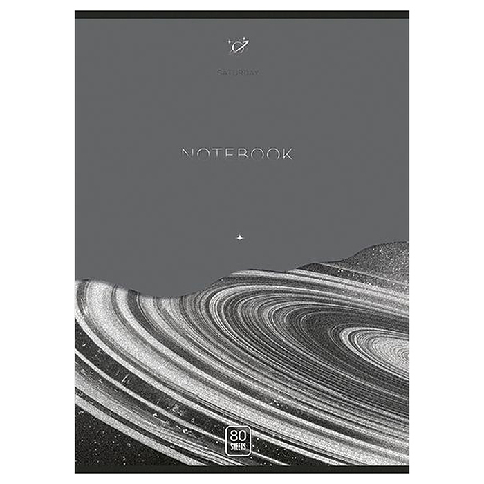 Тетрадь 80л. клетка А4 скрепка S "Сатурн" Премиум 4+0+Матовая ламинация+Выборочный брайль 5%