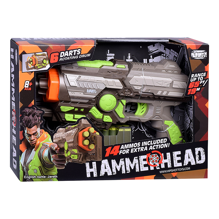 Бластер FJ9009 "Hammerhead" с мягкими пулями, в коробке