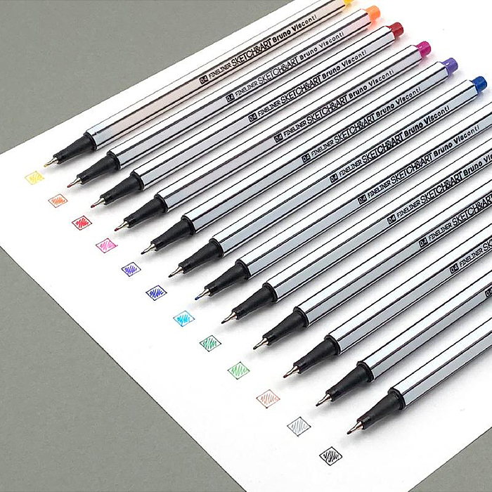 Набор скетч - линеров "Sketch&Art" в пвх кармане, 0.4 мм, 12 цв.