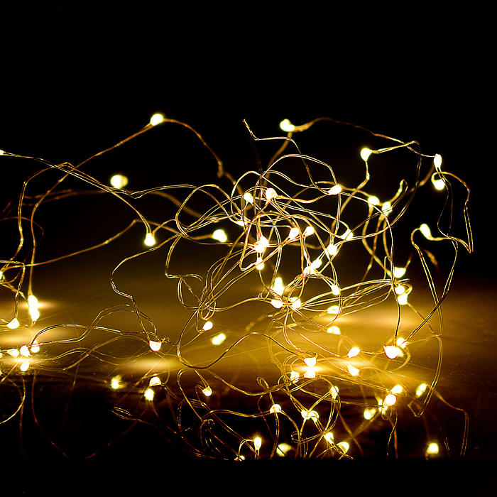Электрогирлянда Роса, 5 м, 50 ламп, на батарейках, теплый