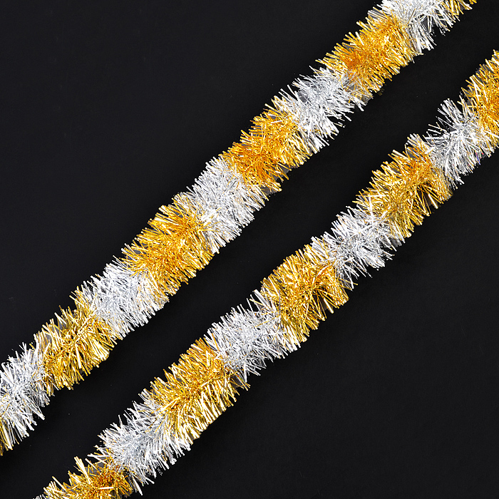 Мишура S0234 (6см*2м) серебро-жёлтый