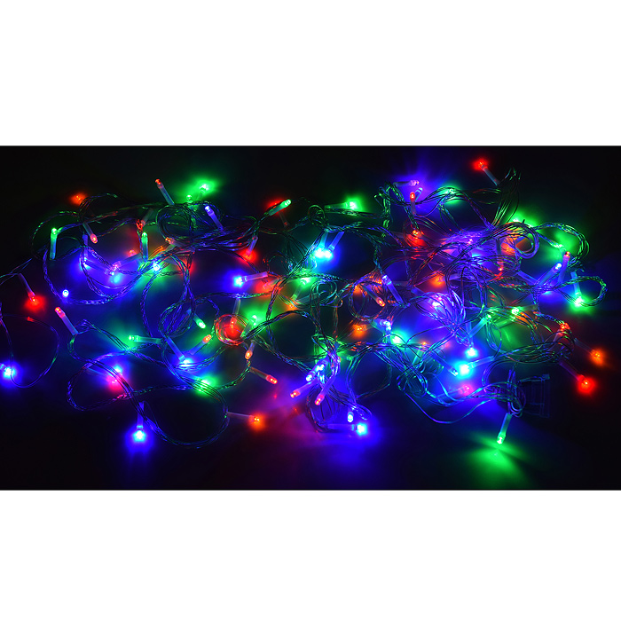 Электрогирлянда 9м, 100 ламп, цветная