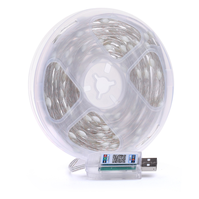 Электрогирлянда светодиодная Роса, 10м, пульт, USB, цветная